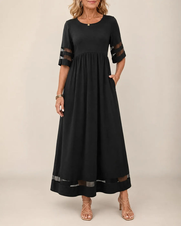 Diana | Flattering Sheer-Trim Midi Dress