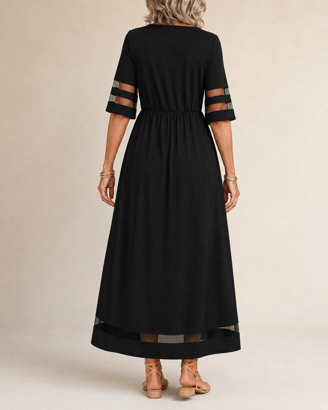 Diana | Flattering Sheer-Trim Midi Dress