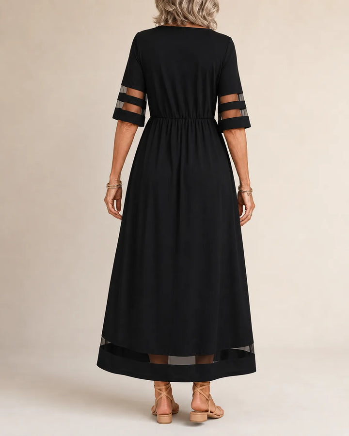 Diana | Flattering Sheer-Trim Midi Dress