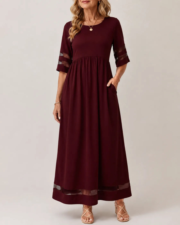 Diana | Flattering Sheer-Trim Midi Dress