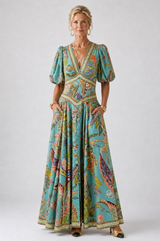 Isabella | Flowing Puff-Sleeve Maxi Dress