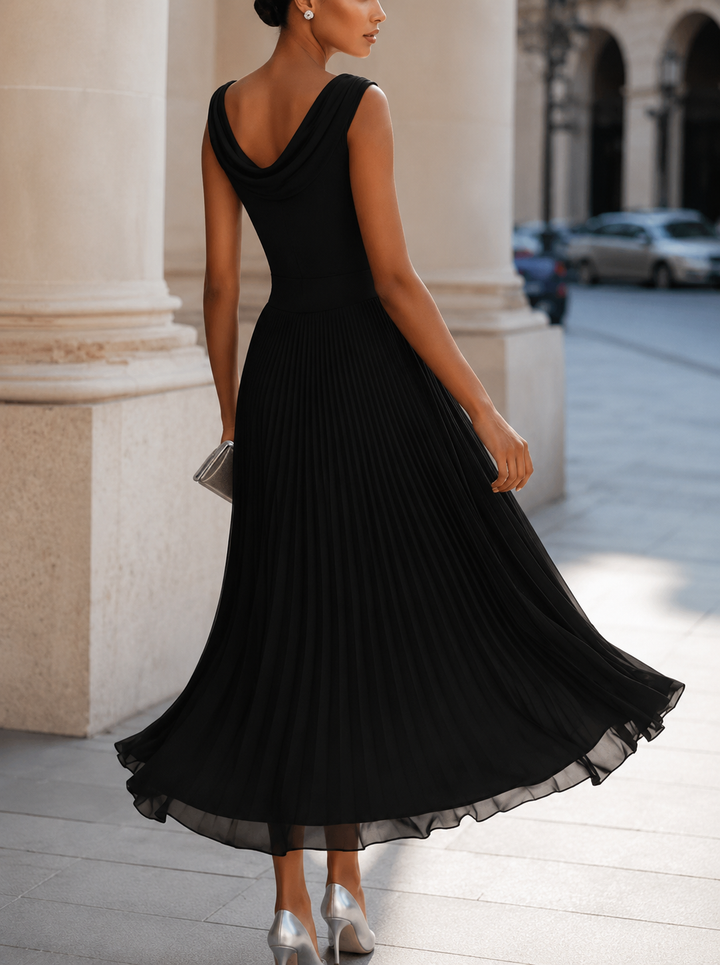 Kathleen | Draped Pleated Midi Dress
