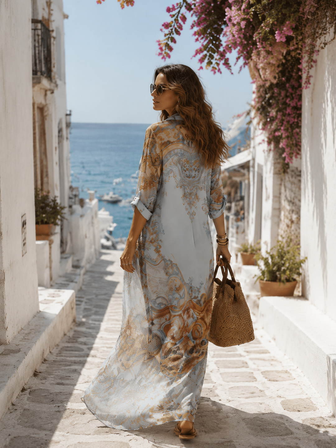 Selene | Baroque-Print Maxi Dress