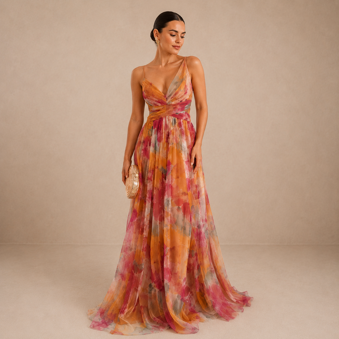 Delphinia | Flowing Watercolour Maxi Dress