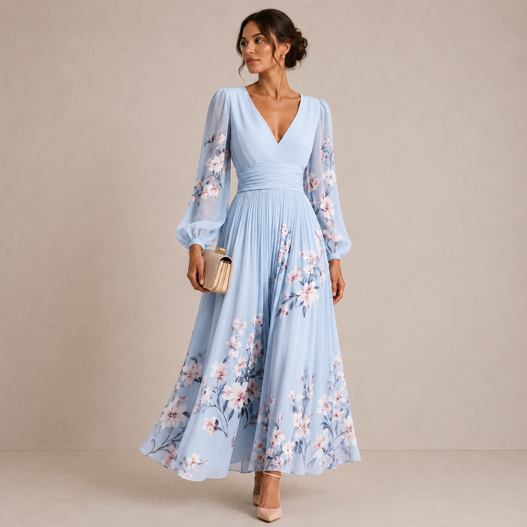 Lavinia | Floral Puff-Sleeve Midi Dress