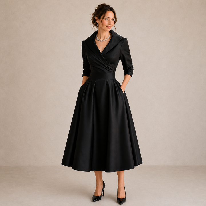 Lucia | Elegant Portrait-Collar Dress