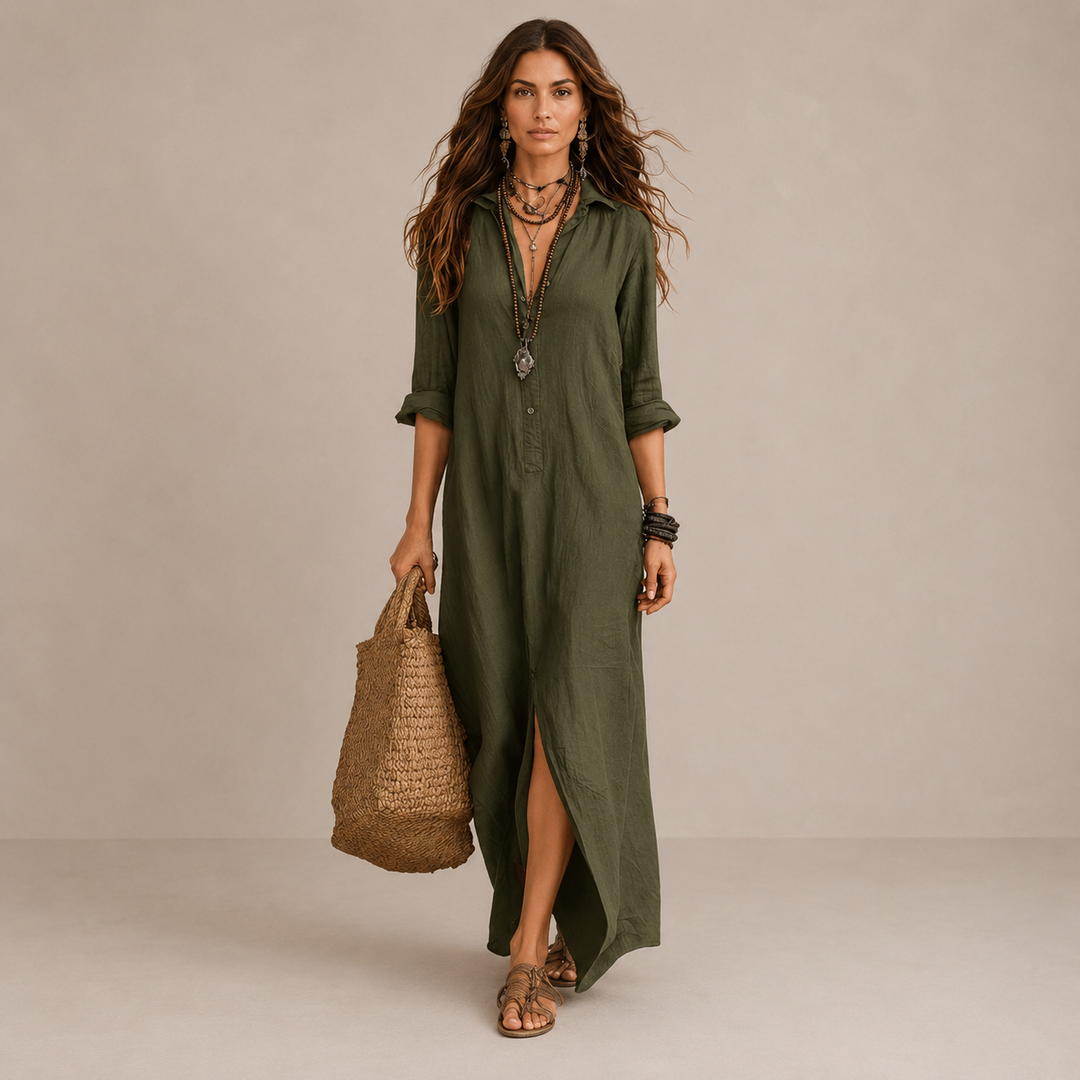 Delarosa | Relaxed Shirt Maxi Dress