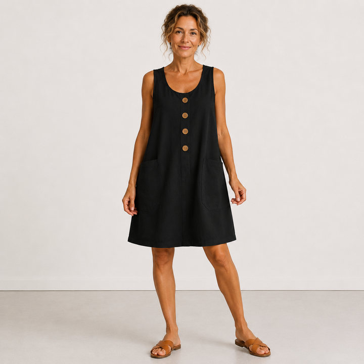 Dahlia | Sleeveless Button-Front Mini Dress with Side Pockets