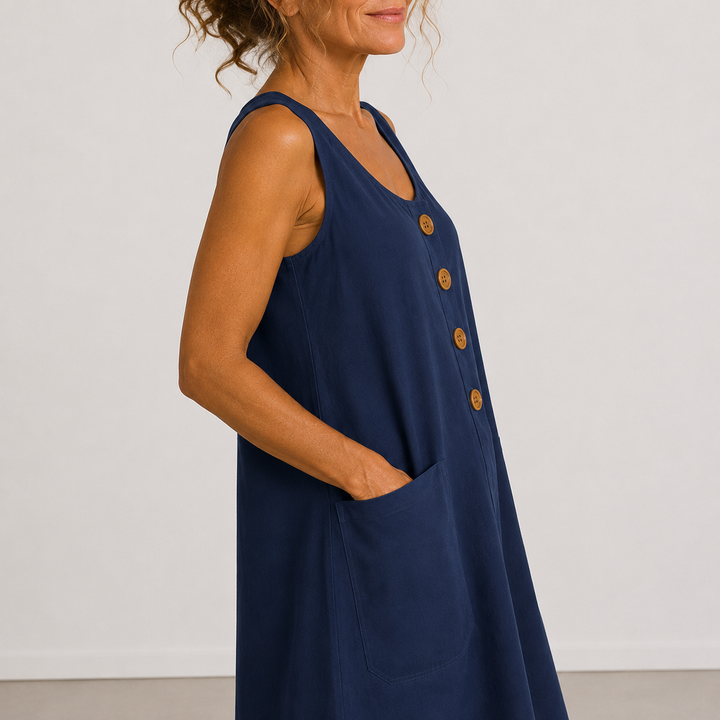 Dahlia | Sleeveless Button-Front Mini Dress with Side Pockets