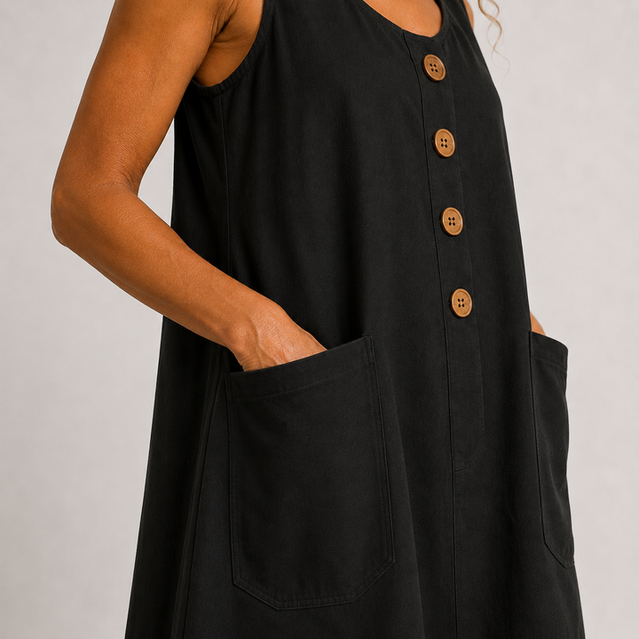 Dahlia | Sleeveless Button-Front Mini Dress with Side Pockets