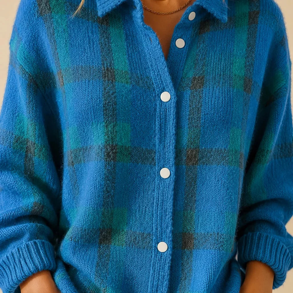 Nell | Soft Plaid Collared Cardigan