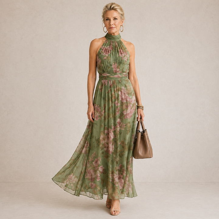 Anthea | Halter Floral Maxi Dress