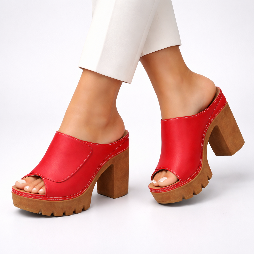 Hattie | Chunky Platform Heeled Mules