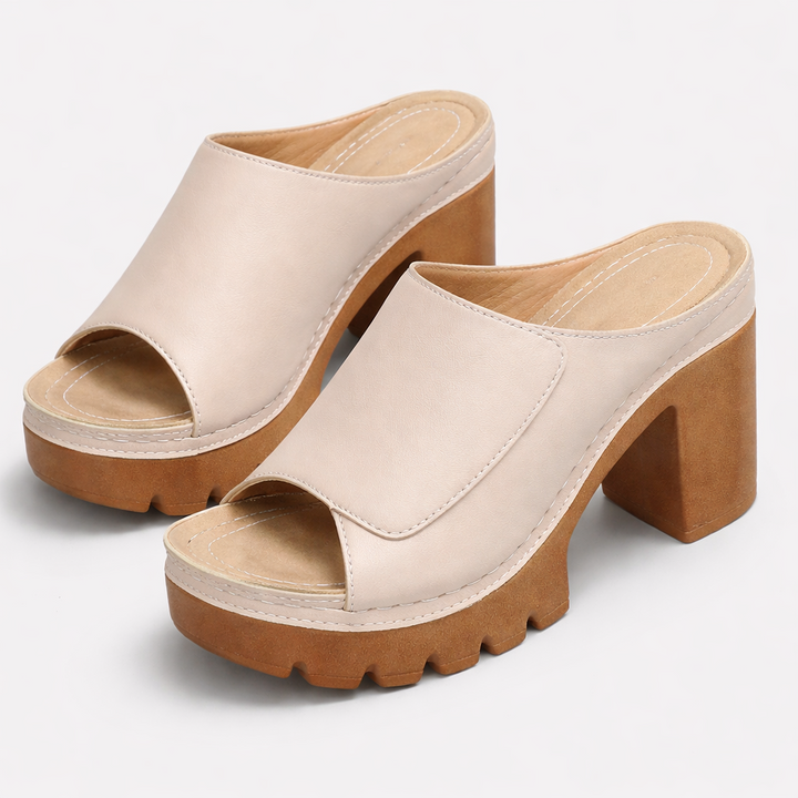 Hattie | Chunky Platform Heeled Mules