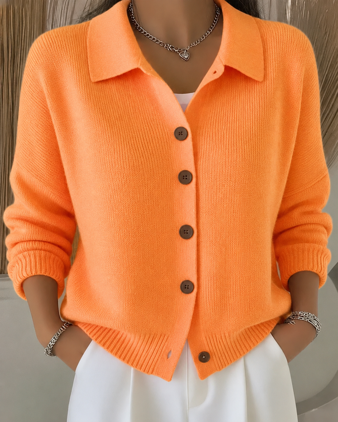 Francine | Button-Front Collar Cardigan