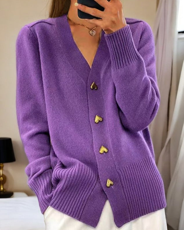 Mallory | Soft V-Neck Button Cardigan