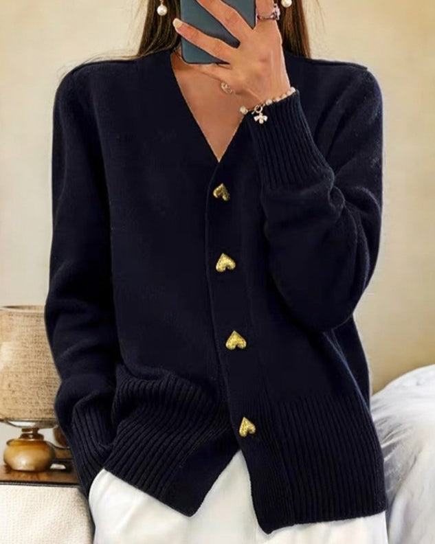 Mallory | Soft V-Neck Button Cardigan