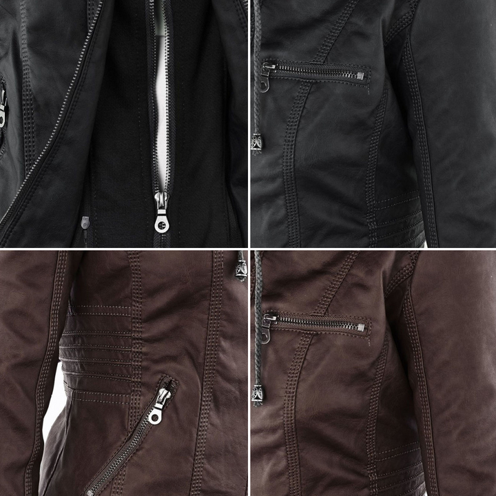 Louise | Hooded Zip-Up Biker Jacket