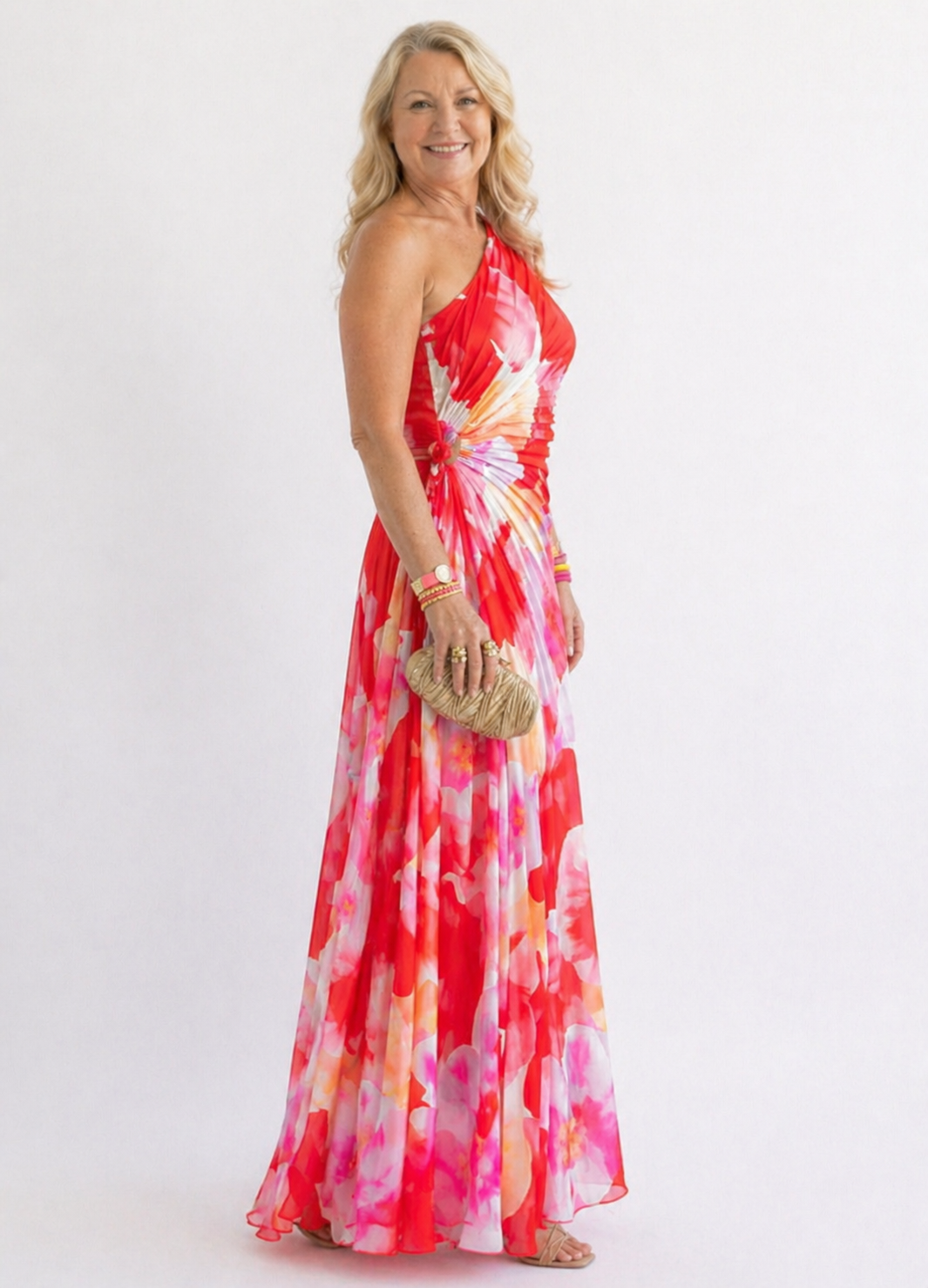 Valentina | Pleated One-Shoulder Maxi Dress
