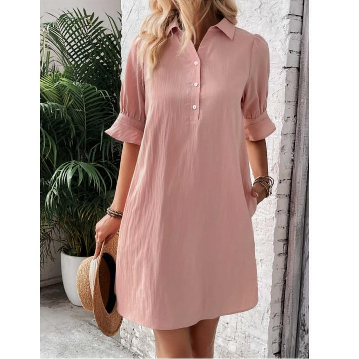 Rosalyn | Relaxed Ruffle-Sleeve Shirt Dress