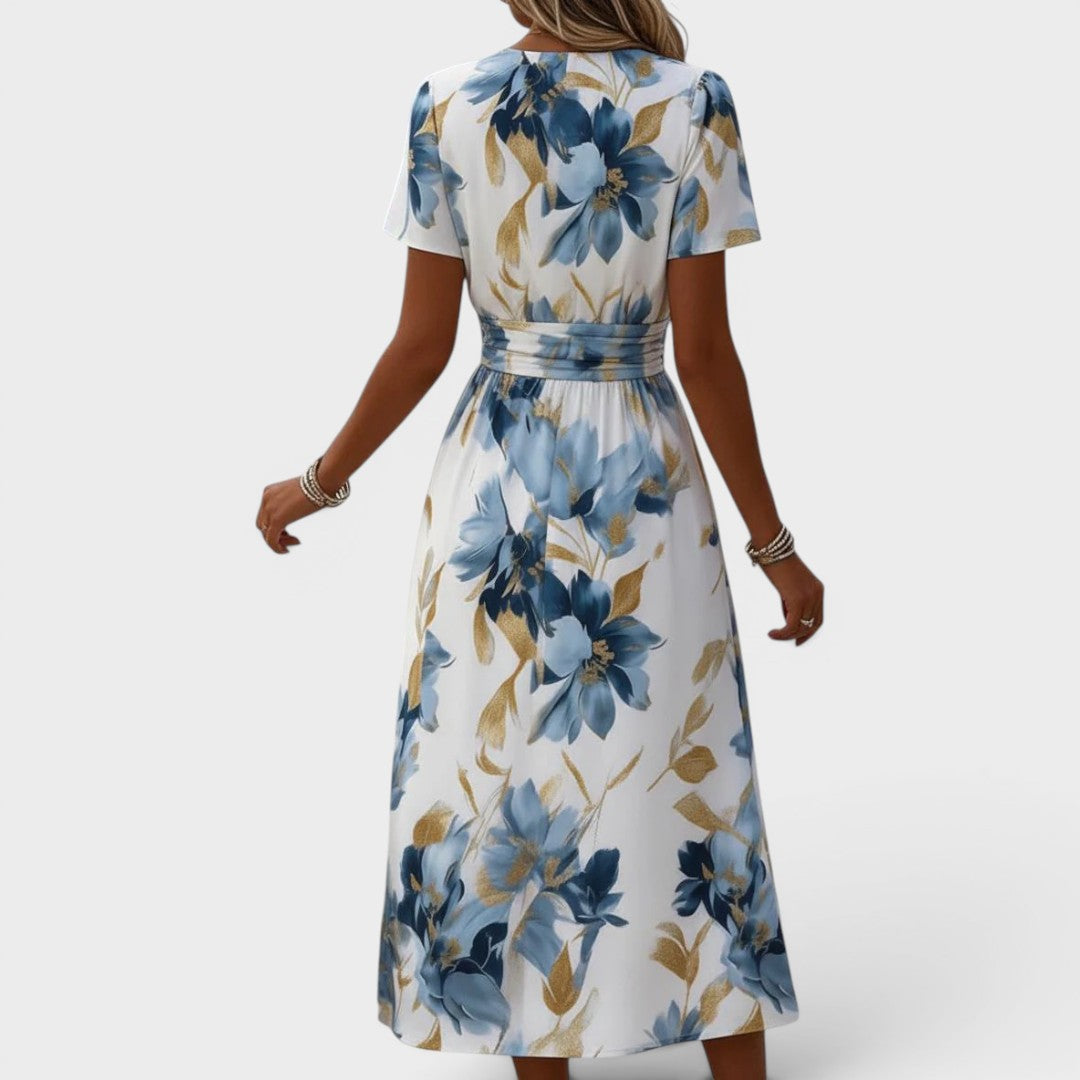 Genevieve | Wrap-Waist A-Line Midi Dress