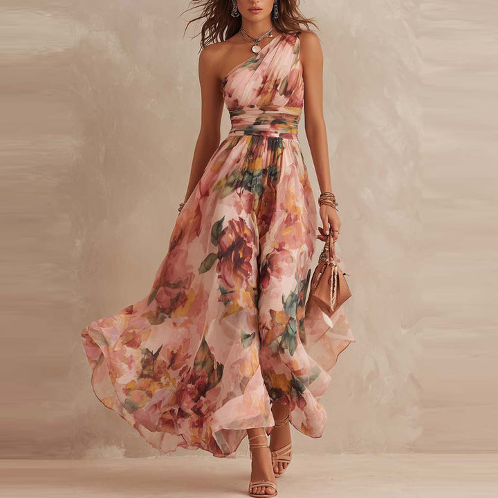 Willow | Elegant One-Shoulder Floral Maxi Dress
