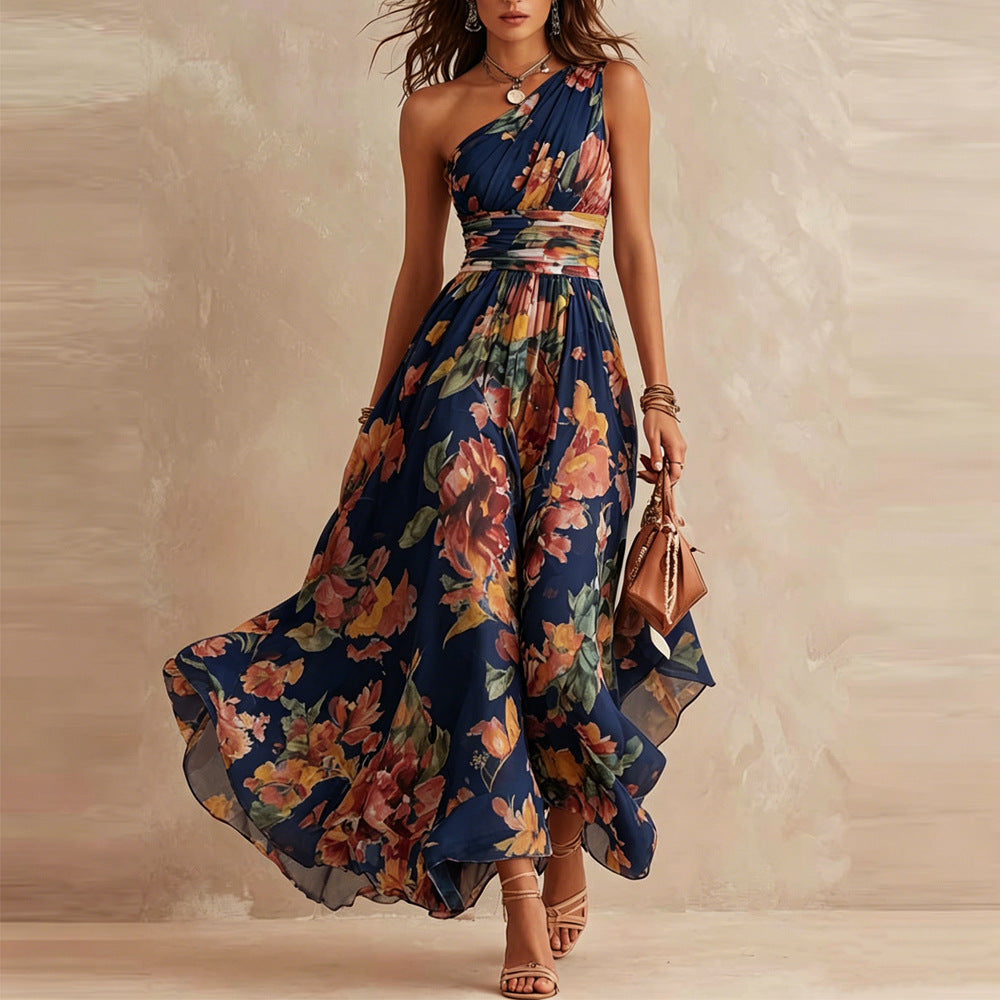 Willow | Elegant One-Shoulder Floral Maxi Dress