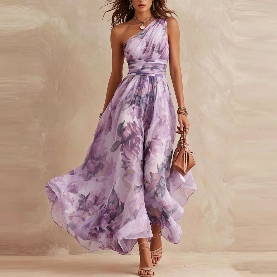 Willow | Elegant One-Shoulder Floral Maxi Dress