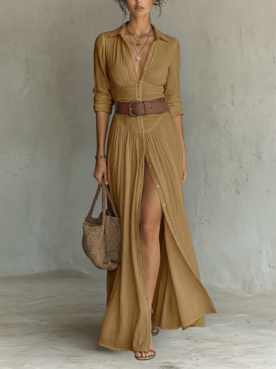 Rosabel | Buttoned Maxi Shirt Dress