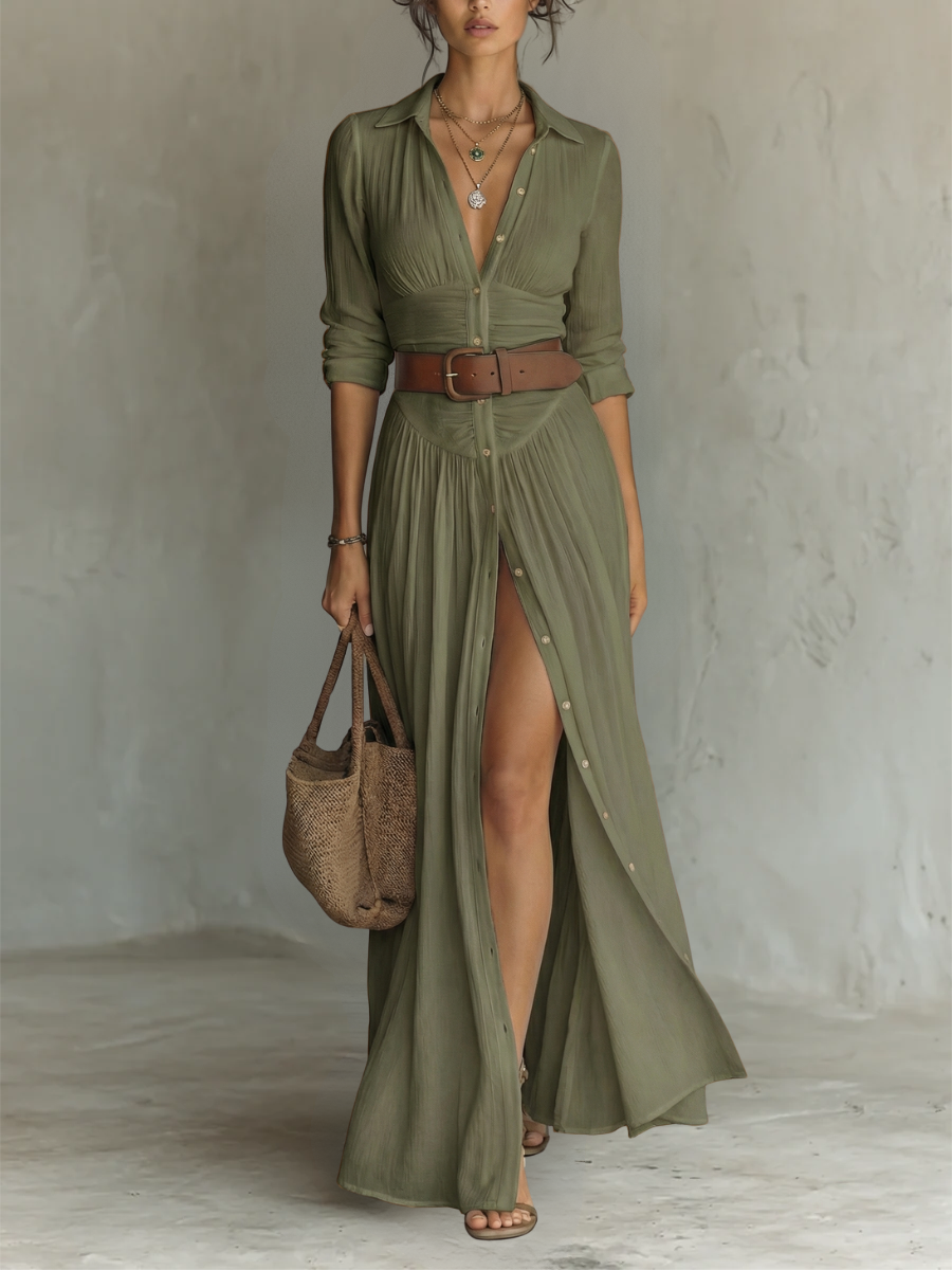 Rosabel | Buttoned Maxi Shirt Dress
