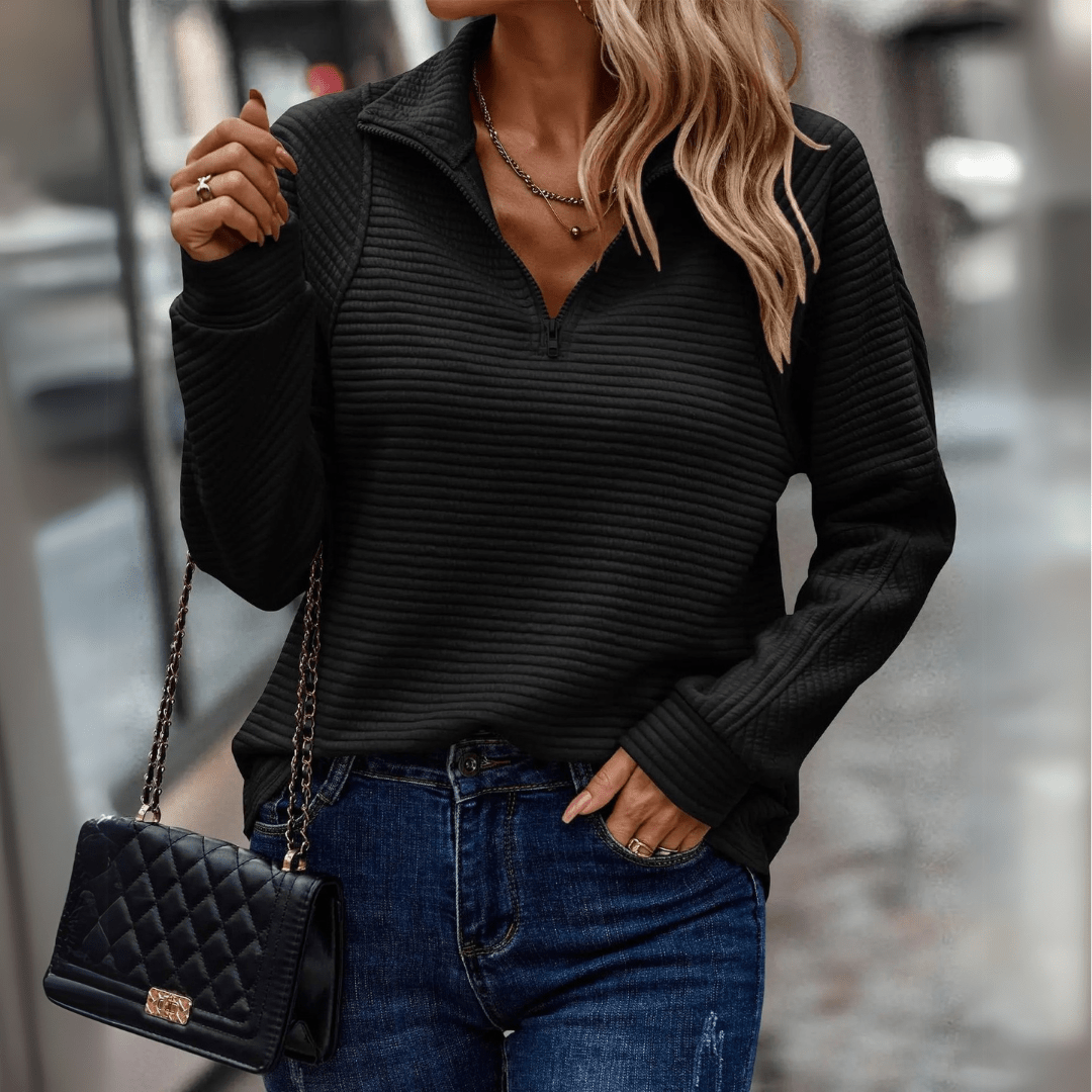 Adeline | Textured Half-Zip Pullover