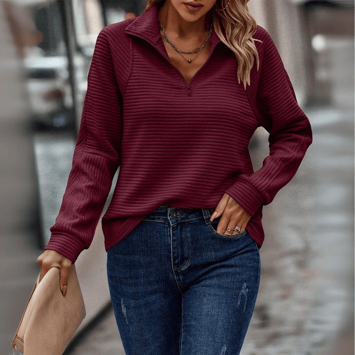Adeline | Textured Half-Zip Pullover