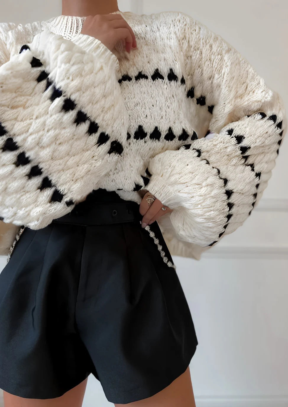 Faye | Textured Crewneck Sweater