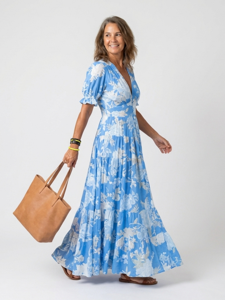 Fleur | Floral V-Neck Maxi Dress