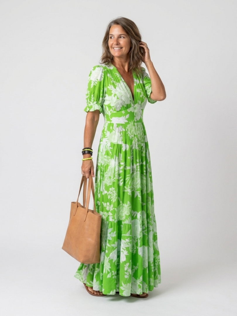 Fleur | Floral V-Neck Maxi Dress