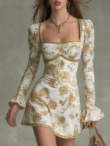 Eugenie | Vintage Rose Print Mini Dress