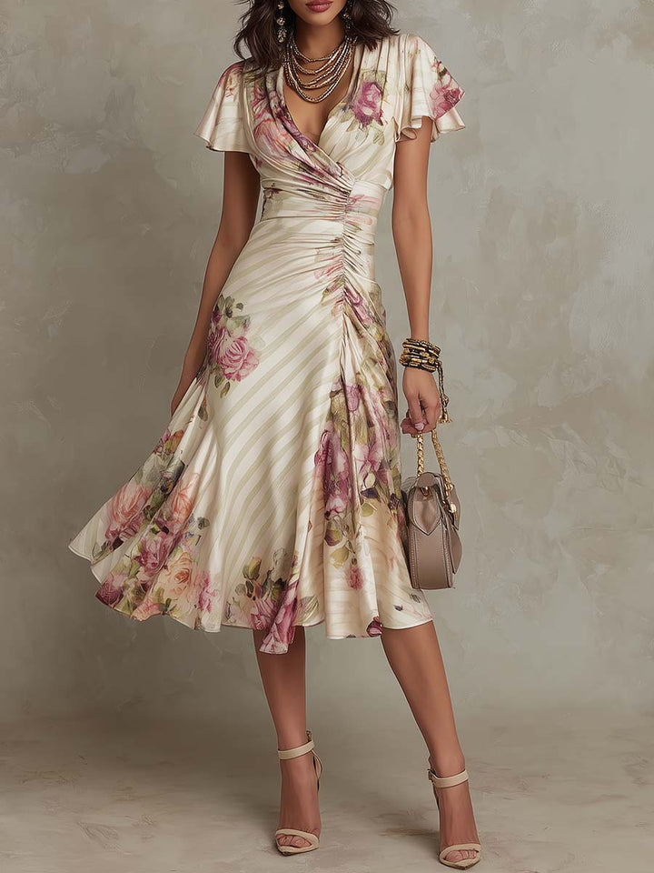 Lillian | Floral Wrap Midi Dress