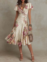 Hazel | Floral Draped Midi Dress