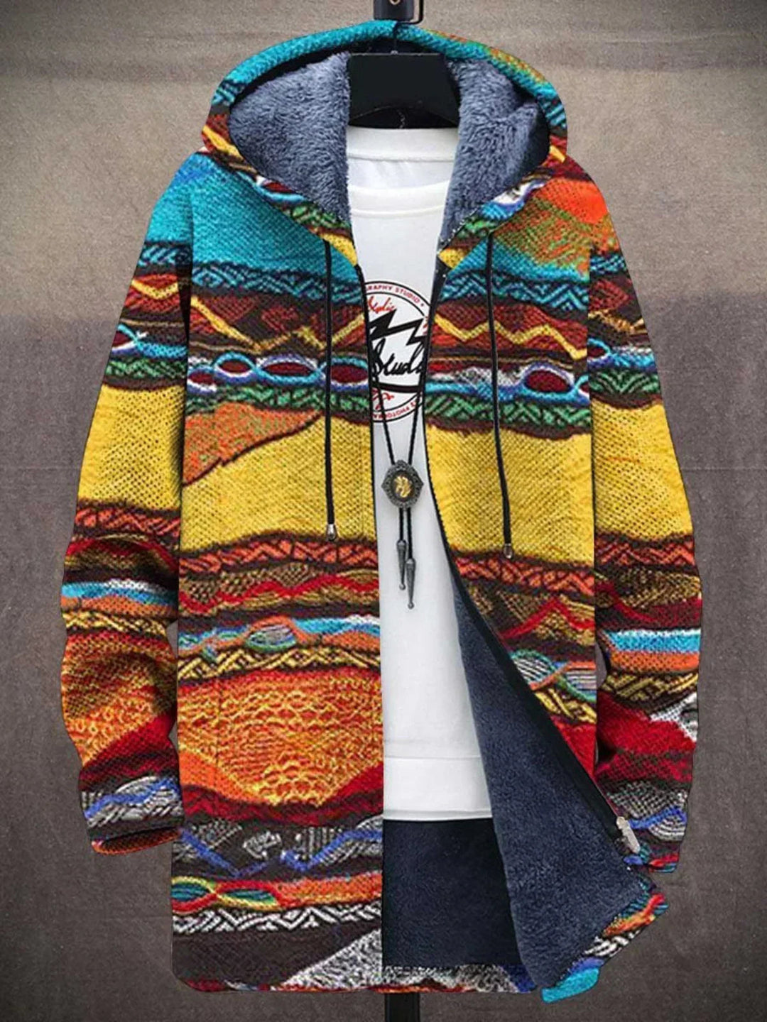 Desmond | Hooded Artistic-Print Cardigan