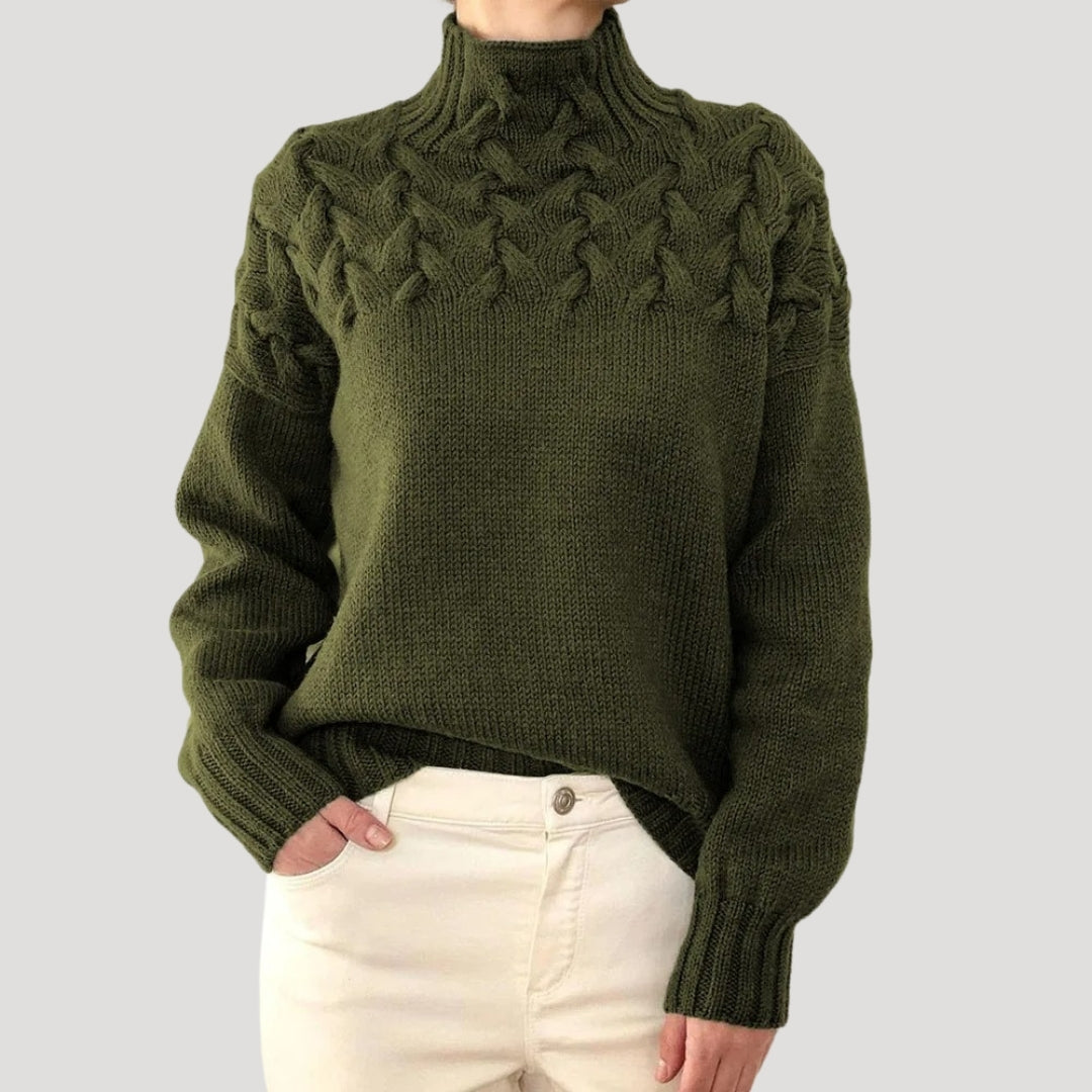 Denise | Cable Knit High-Neck Sweater