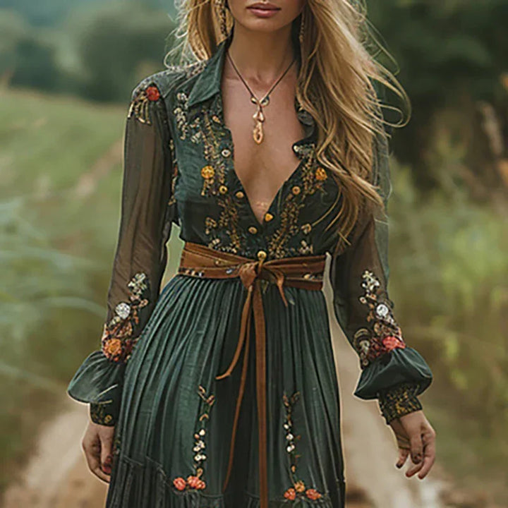 Ingrid | Embroidered Bohemian Maxi Dress