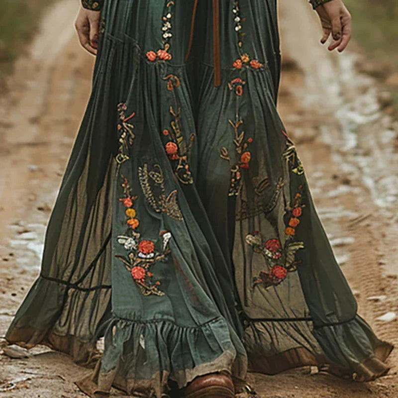 Ingrid | Embroidered Bohemian Maxi Dress