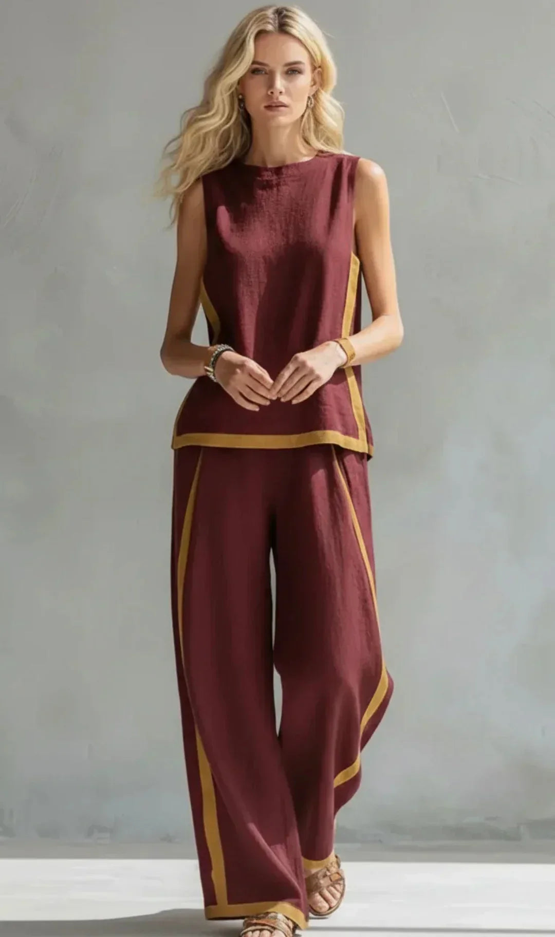 Elena | Contrast-Trim Two-Piece Set