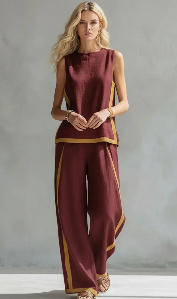 Elena | Contrast-Trim Two-Piece Set