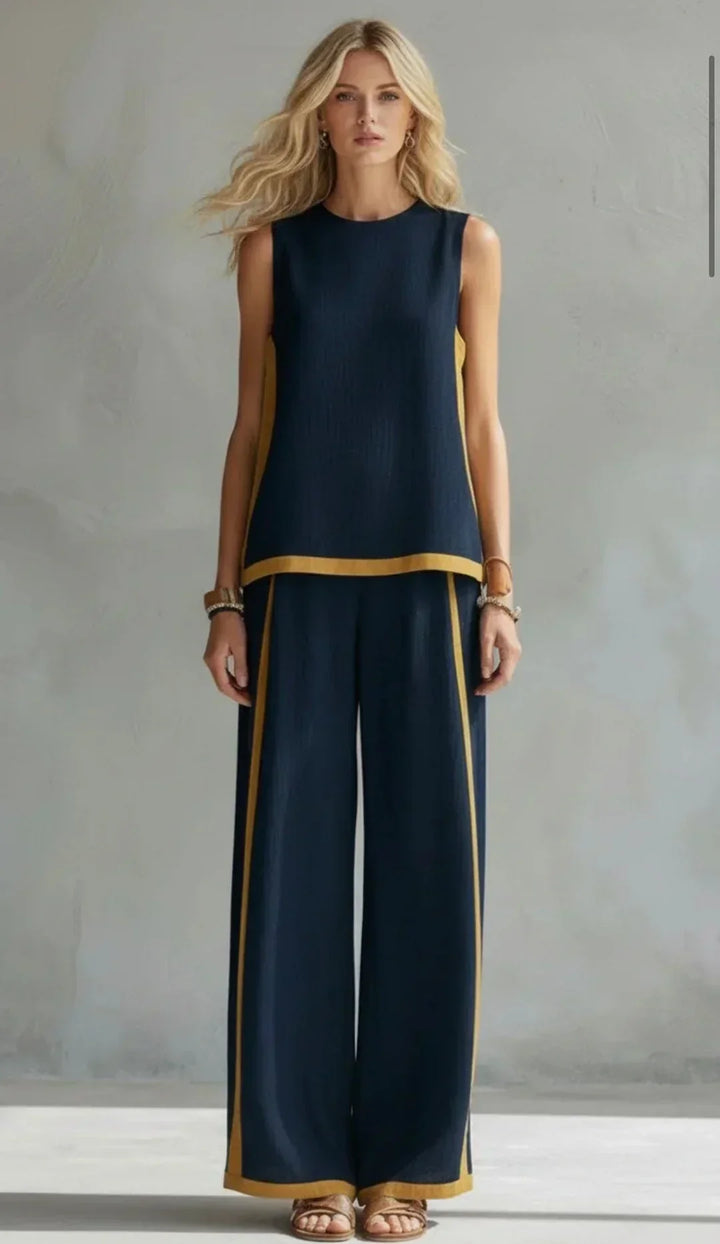 Elena | Contrast-Trim Two-Piece Set