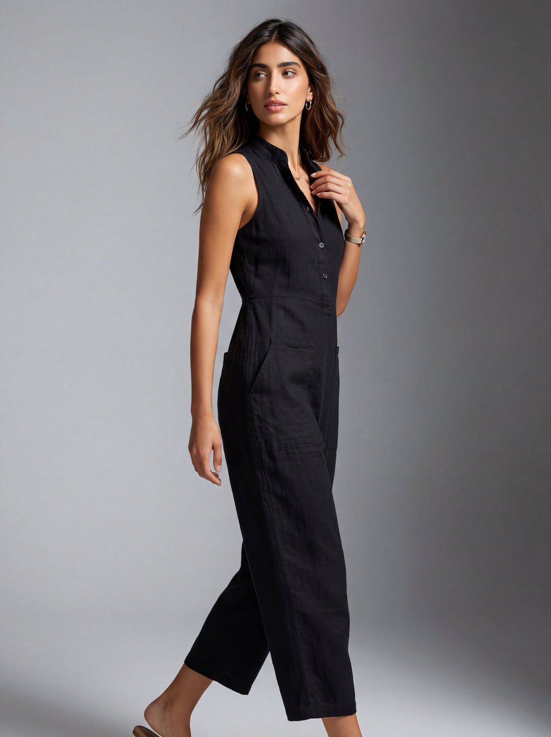 Erica | Women's Linen Sleeveless Jumpsuit