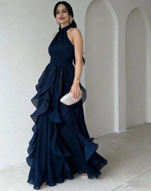 Sylvie | High-Neck Ruffle Maxi Dress