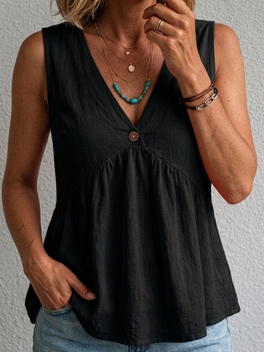 Marlena | Flowing V-Neck Sleeveless Top