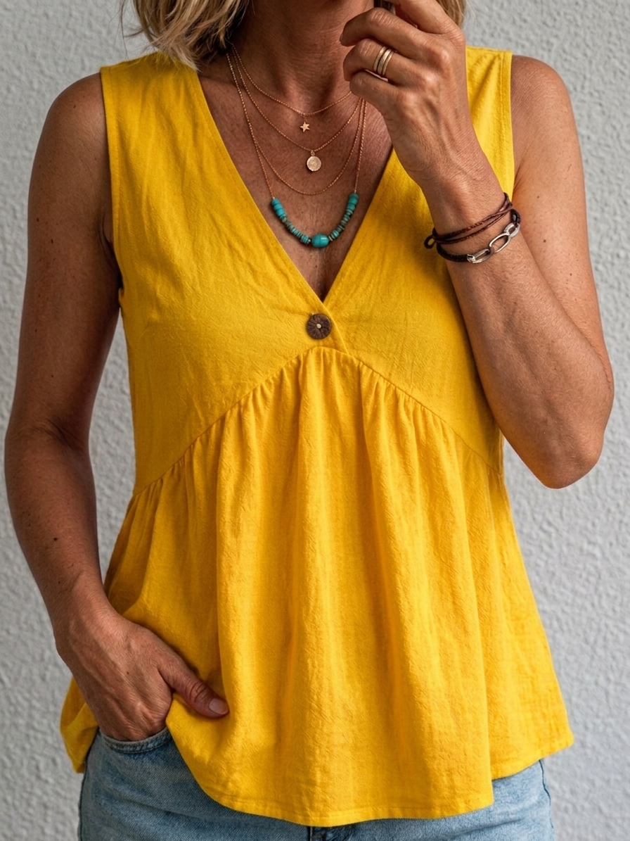 Marlena | Flowing V-Neck Sleeveless Top