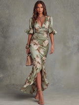 Evelina | Floral Ruched Maxi Dress